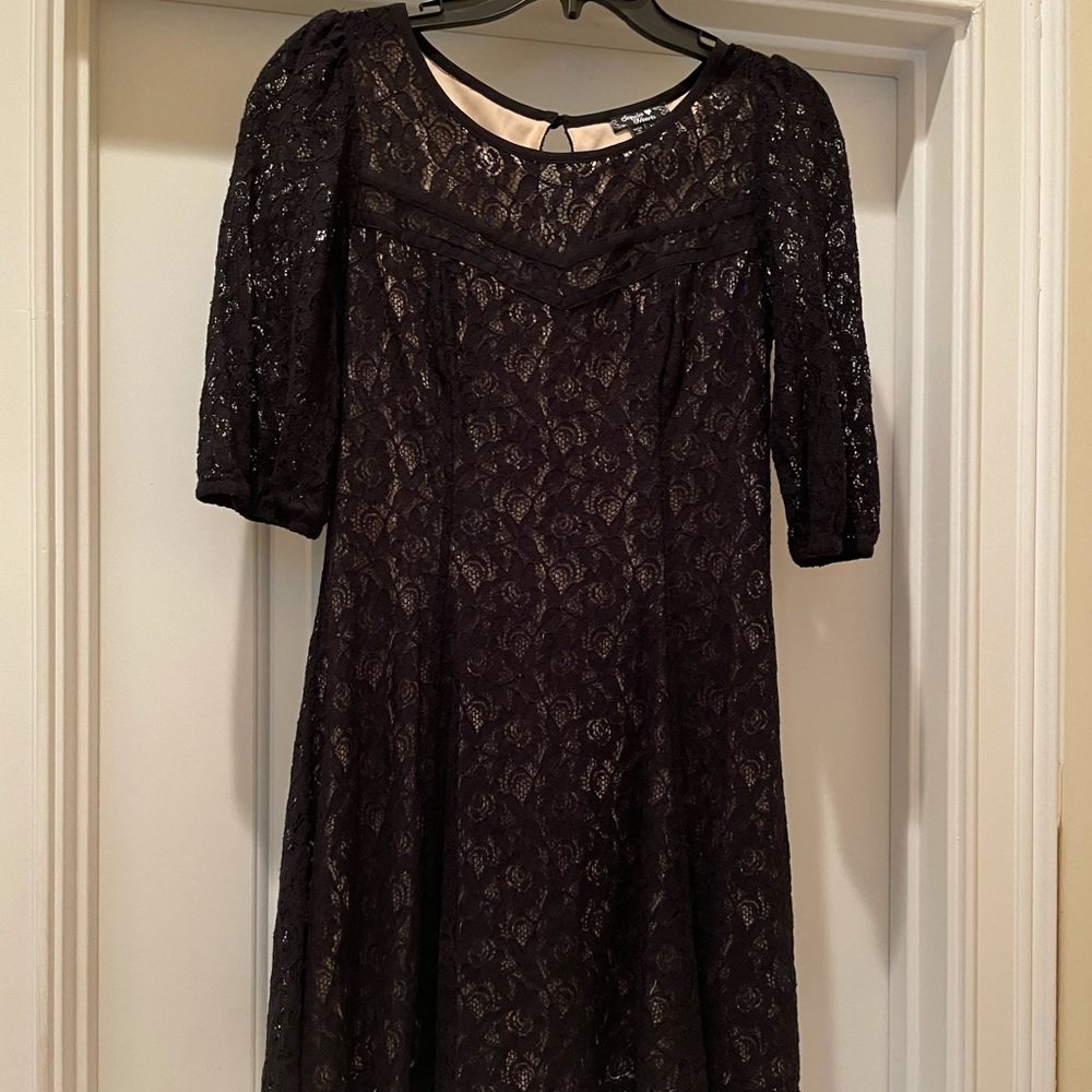 Ladies Black Lace Dress by Sequin Hearts. Size M.